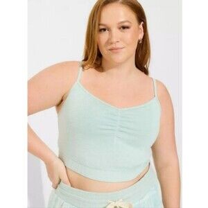 Torrid 1 Sleep Lounge Ruched Cropped Cami Seafoam CX-3899